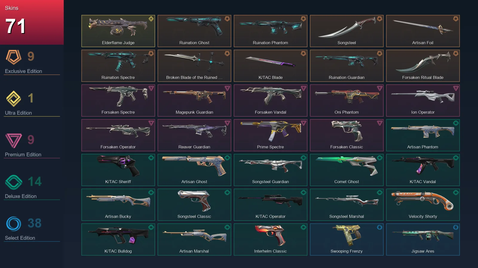 AP | Lv278 | Unranked | 71 Skin | 28 Agent | 123 Buddy