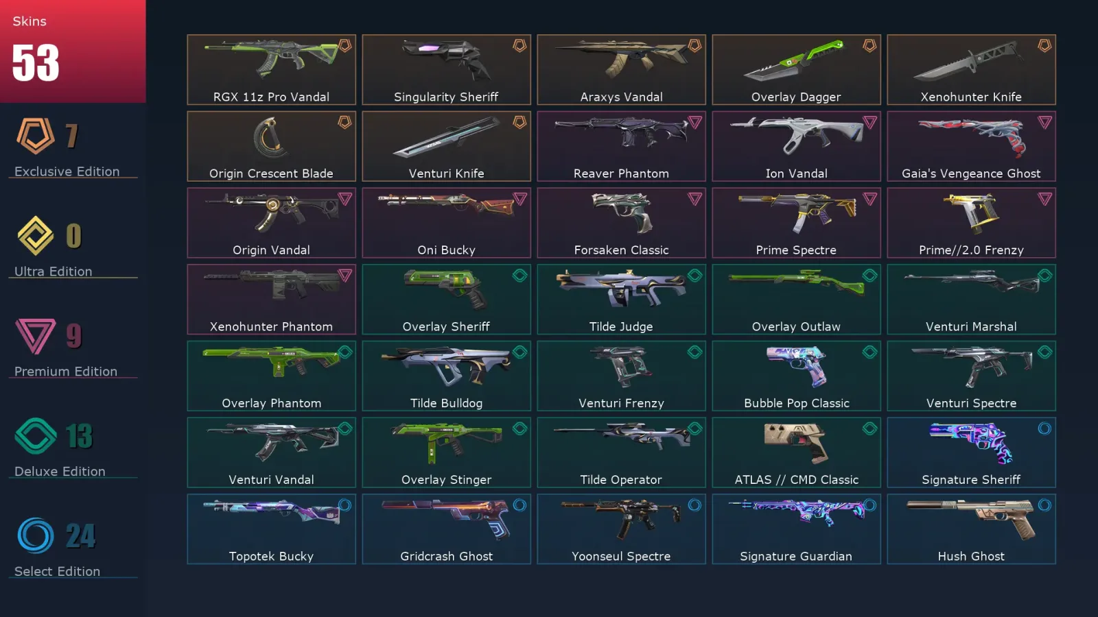 [Valorant] | EU | Level 152 | 28 Agents | 53 Skins