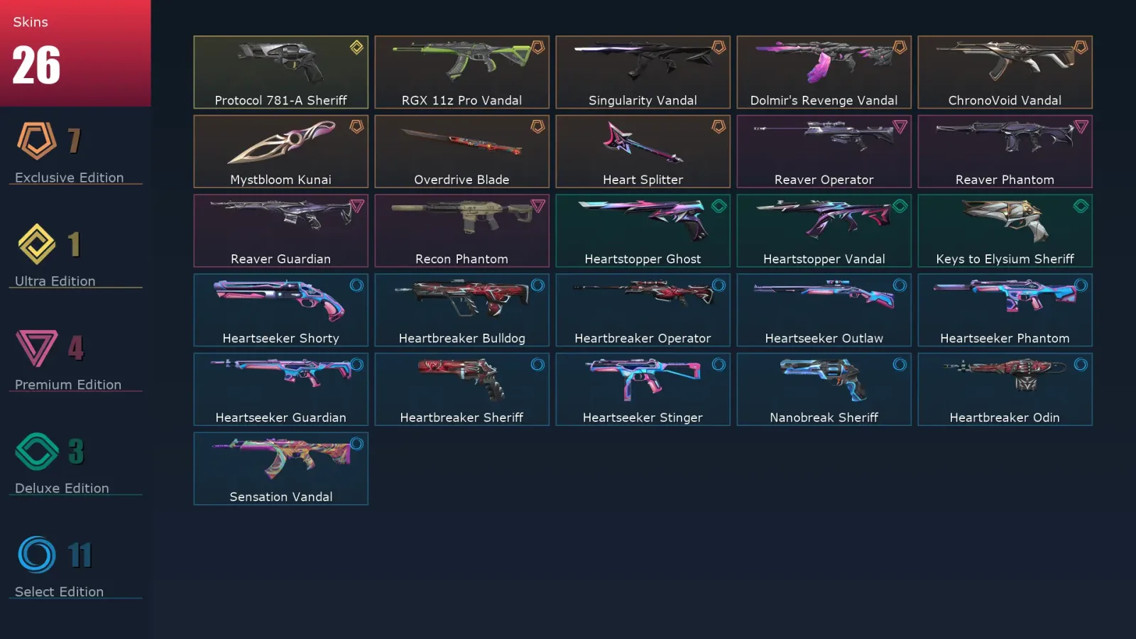[Valorant] | EU | Level 88 | Diamond 2 | 26 Agents | 26 Skins &mdash; Valorant account with Odin skin