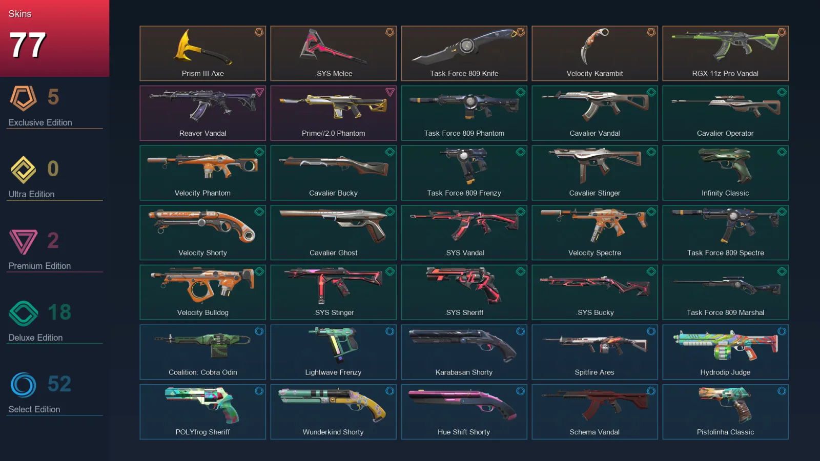 NA | Lv305 | Unranked | 77 Skin | 25 Agent | 132 Buddy