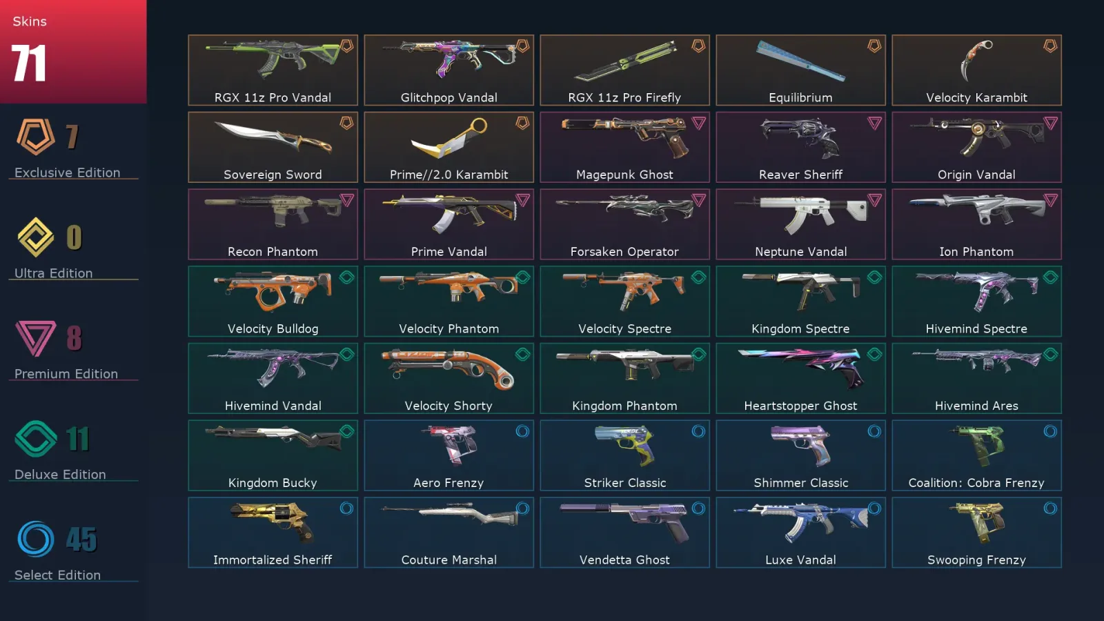 [Valorant] | EU | Level 347 | Ascendant 1 | 29 Agents | 71 Skins — Valorant account