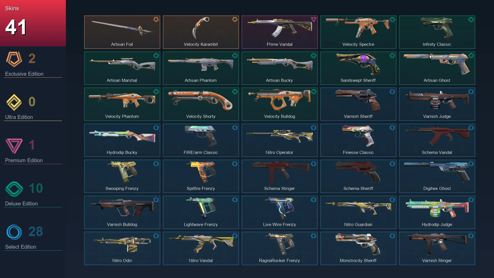 AP | Lv183 | Unranked | 41 Skin | 21 Agent | 91 Buddy