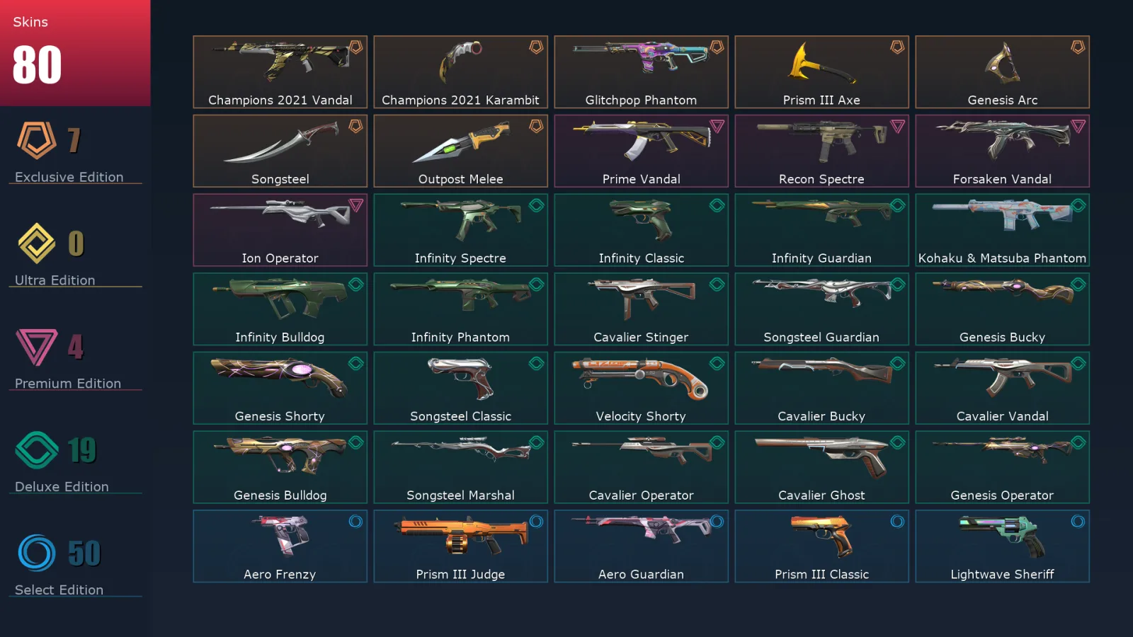 [Valorant] | EU | Level 320 | 27 Agents | 80 Skins