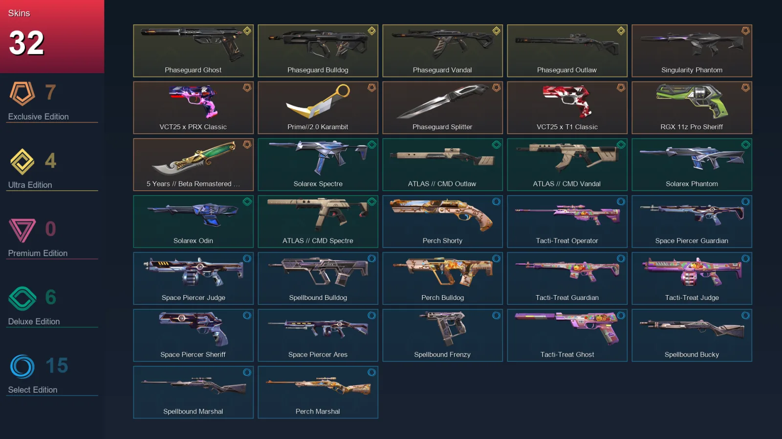 AP | Lv30 | Unranked | 32 Skin | 10 Agent | 22 Buddy