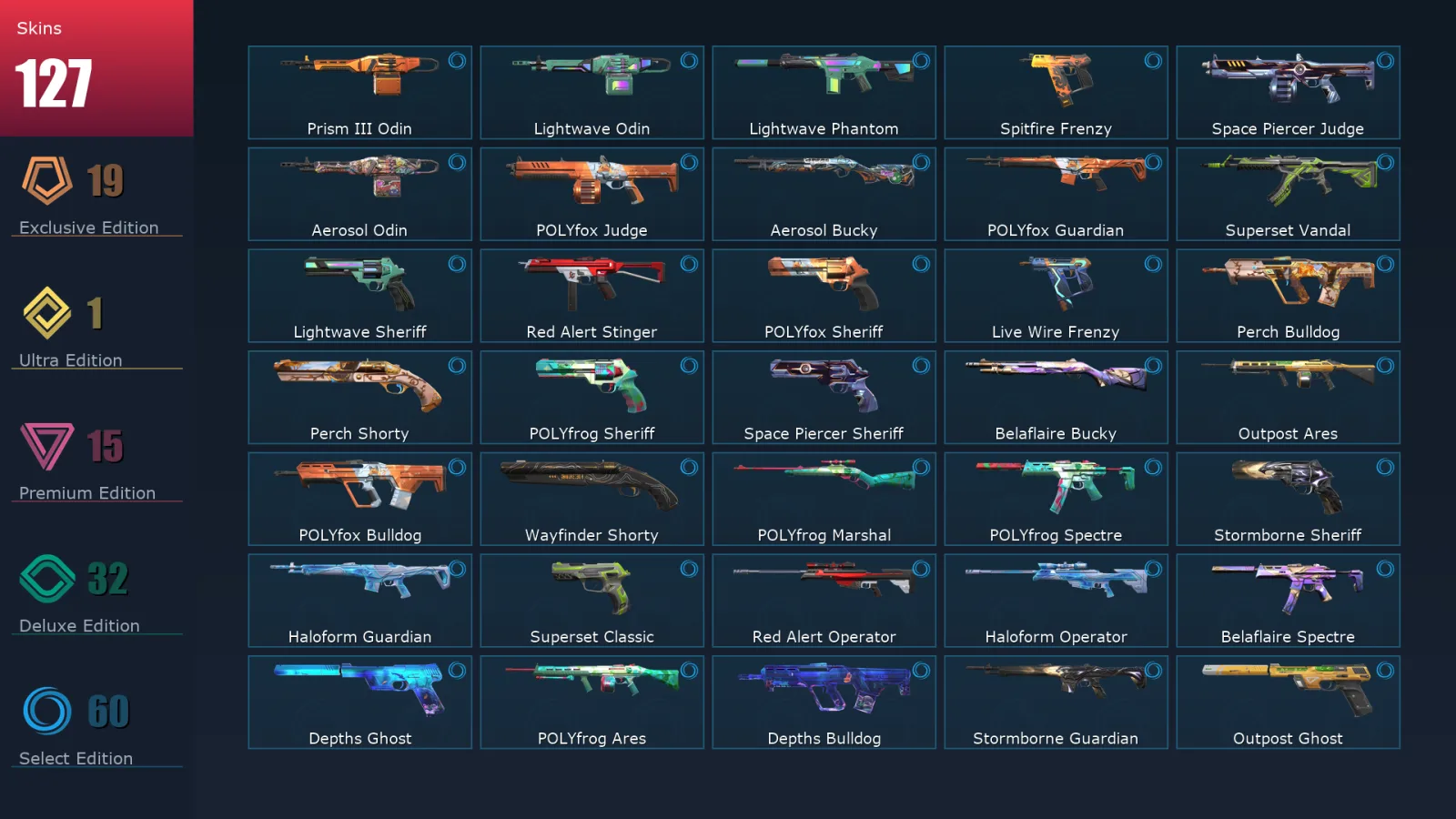 [Valorant] | EU | Level 192 | 29 Agents | 127 Skins