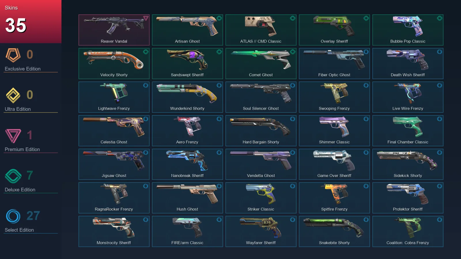 AP | Lv444 | Unranked | 35 Skin | 28 Agent | 140 Buddy