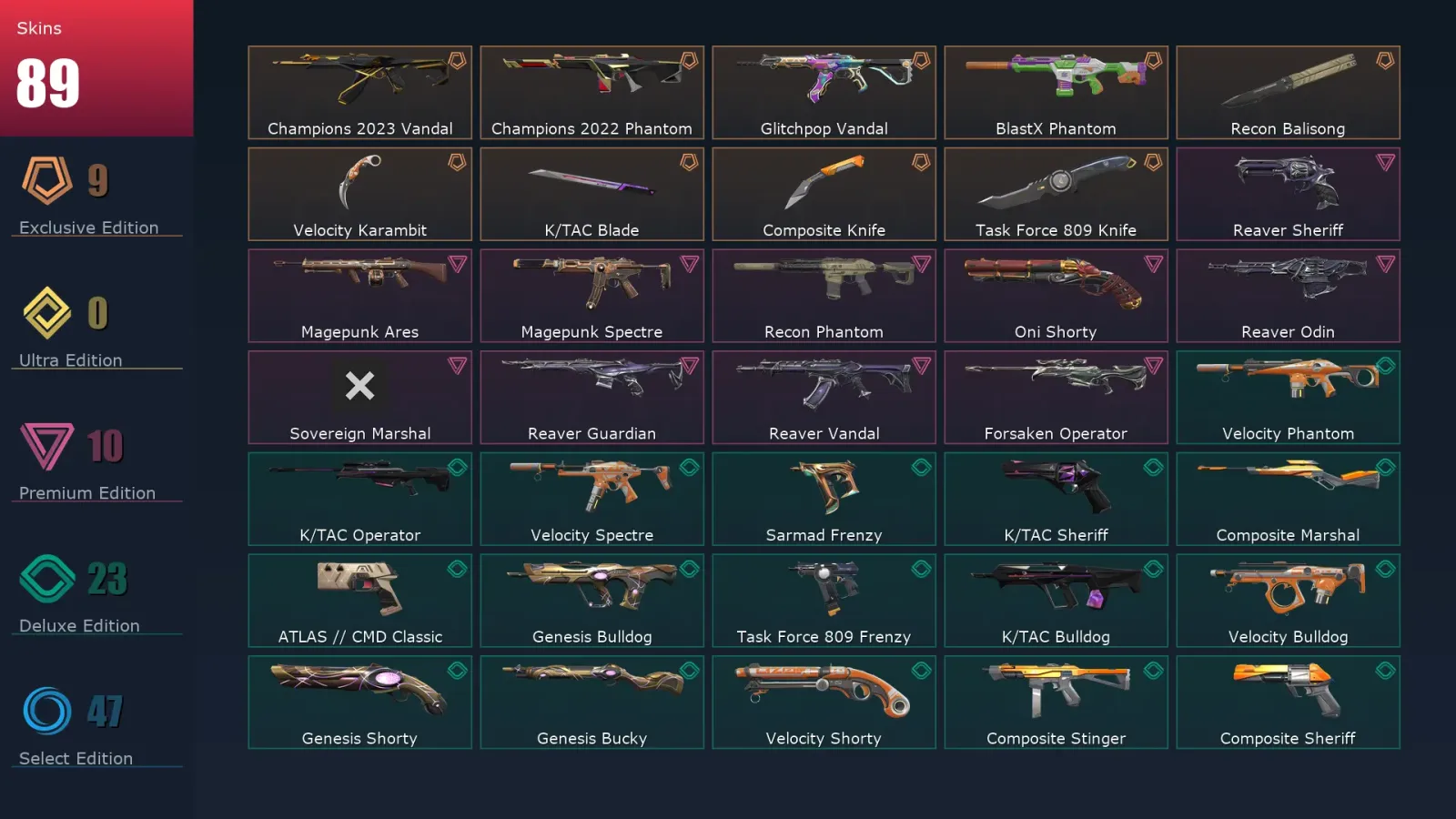 [Valorant] | EU | Level 248 | 28 Agents | 89 Skins
