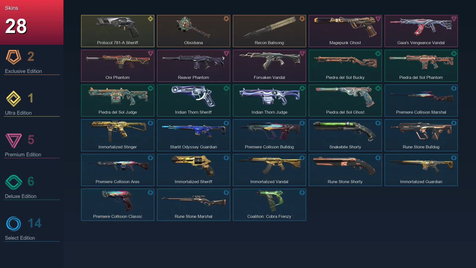 EU | Lv100 | Unranked | 28 Skin | 25 Agent | 52 Buddy