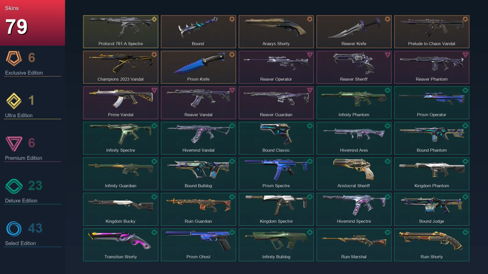 EU | Lv82 | Unranked | 79 Skin | 25 Agent | 91 Buddy