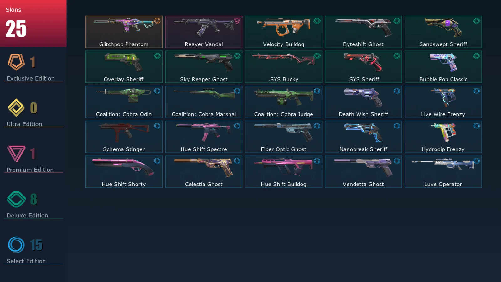 [Valorant] | EU | Level 243 | Diamond 2 | 29 Agents | 25 Skins