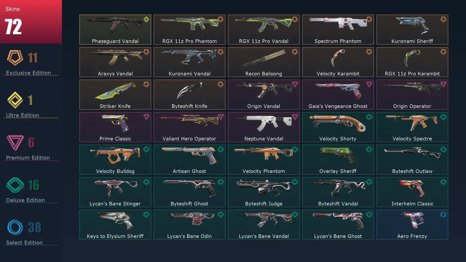 [Valorant] | EU | Level 329 | 29 Agents | 72 Skins