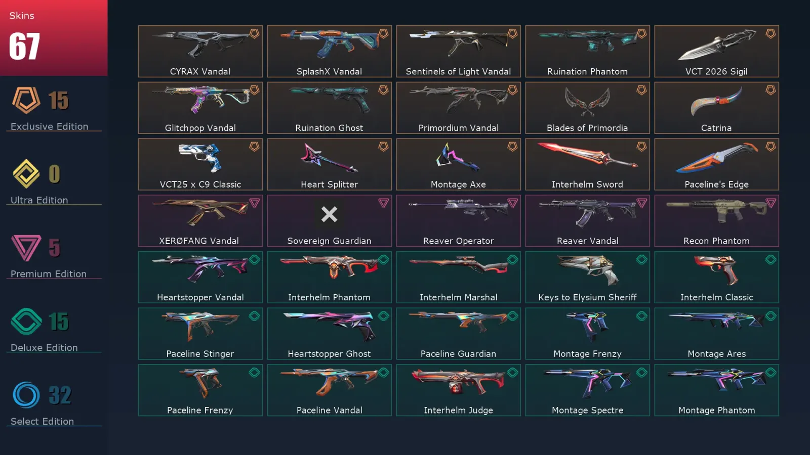 [Valorant] | EU | Level 120 | 27 Agents | 67 Skins