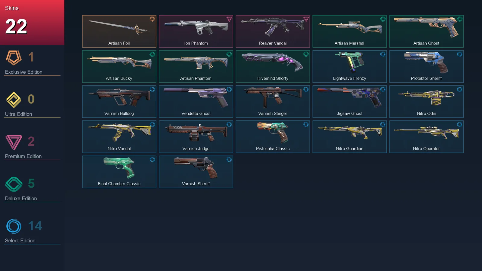 AP | Lv178 | Unranked | 22 Skin | 24 Agent | 63 Buddy