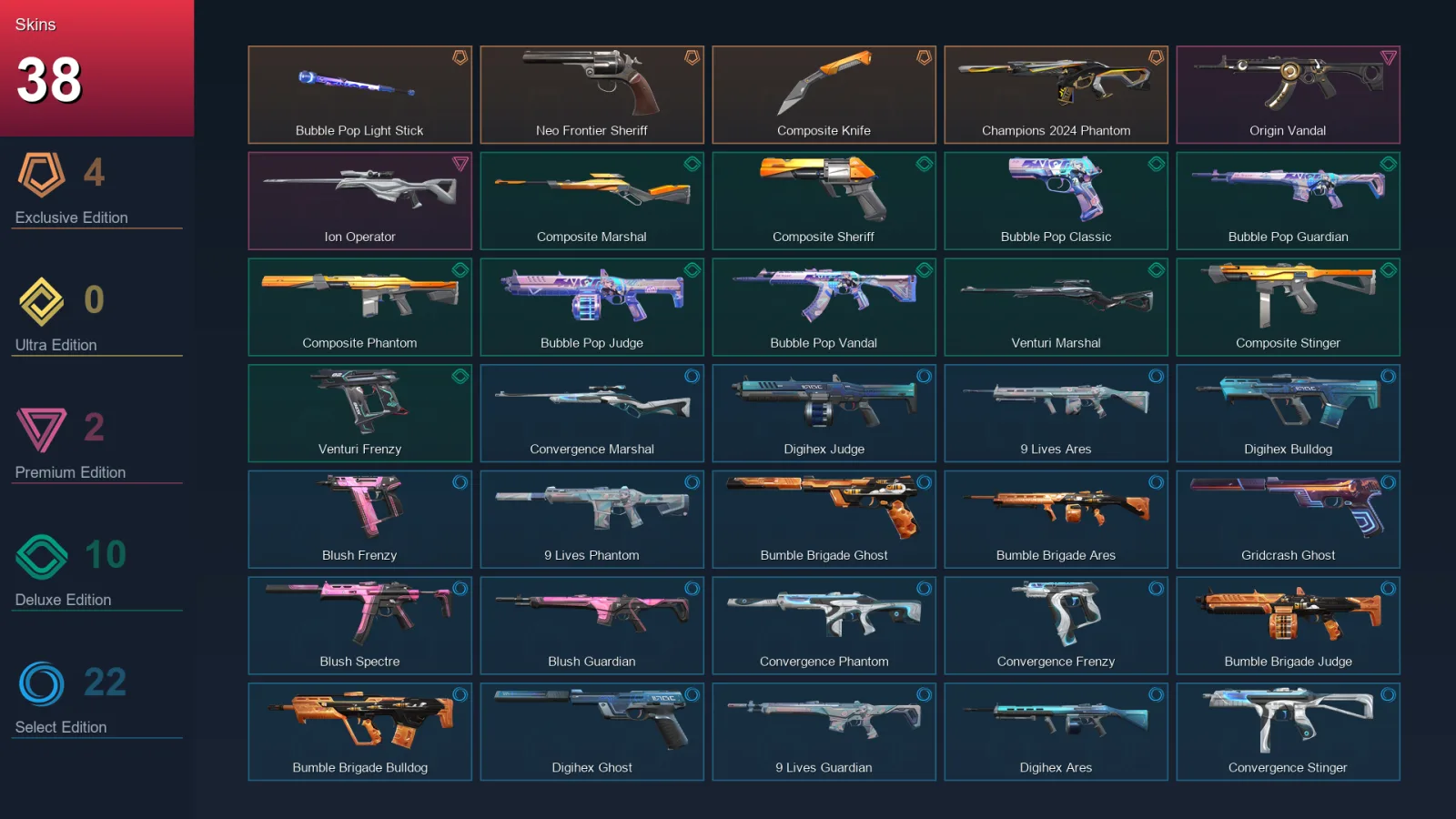 EU | Lv107 | Unranked | 38 Skin | 27 Agent | 56 Buddy — Valorant account