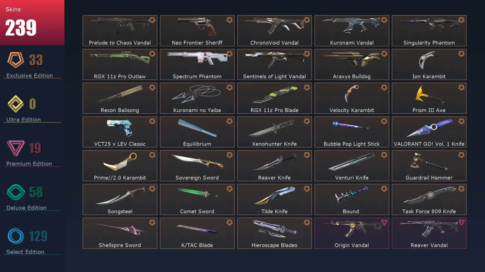 [Valorant] | EU | Level 368 | 28 Agents | 239 Skins