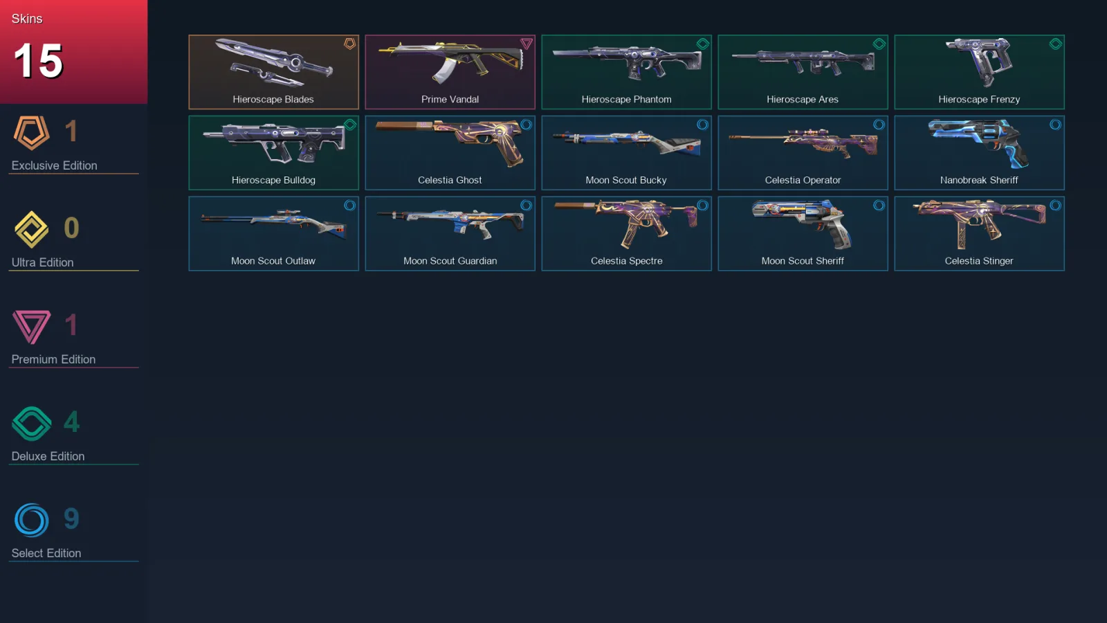 AP | Lv44 | Unranked | 15 Skin | 14 Agent | 20 Buddy
