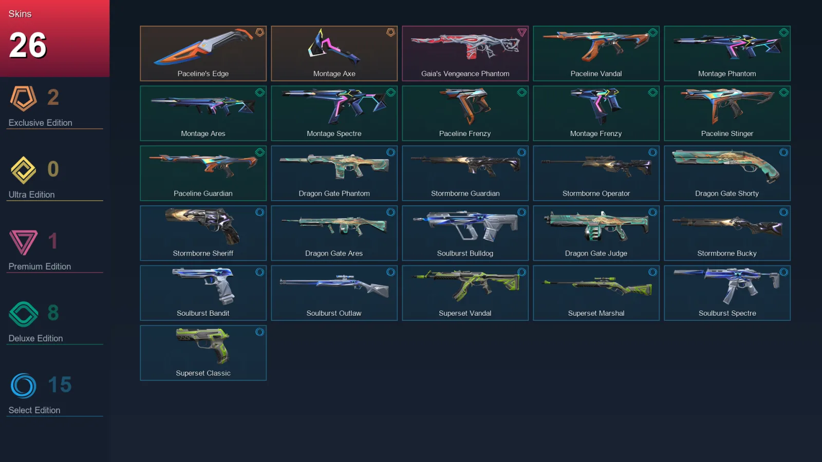 EU | Lv45 | Unranked | 26 Skin | 14 Agent | 28 Buddy