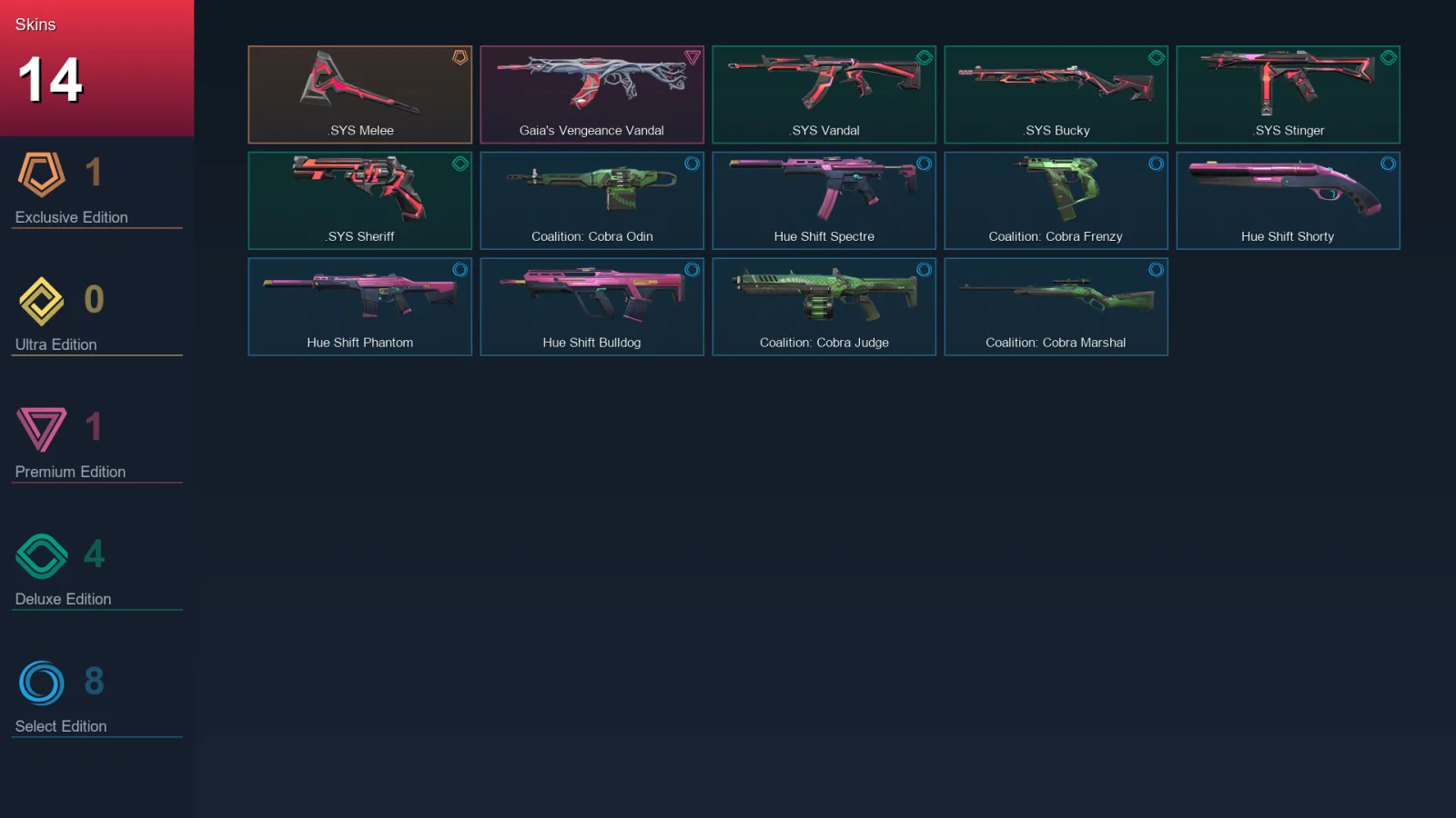 NA | Lv65 | Unranked | 14 Skin | 23 Agent | 30 Buddy
