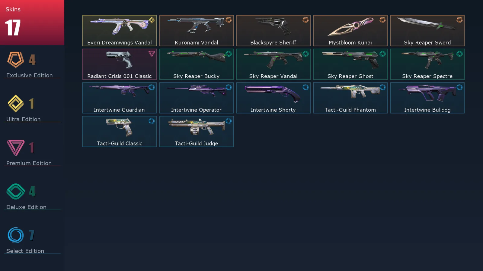 [Valorant] | EU | Level 28 | Platinum 1 | 8 Agents | 17 Skins
