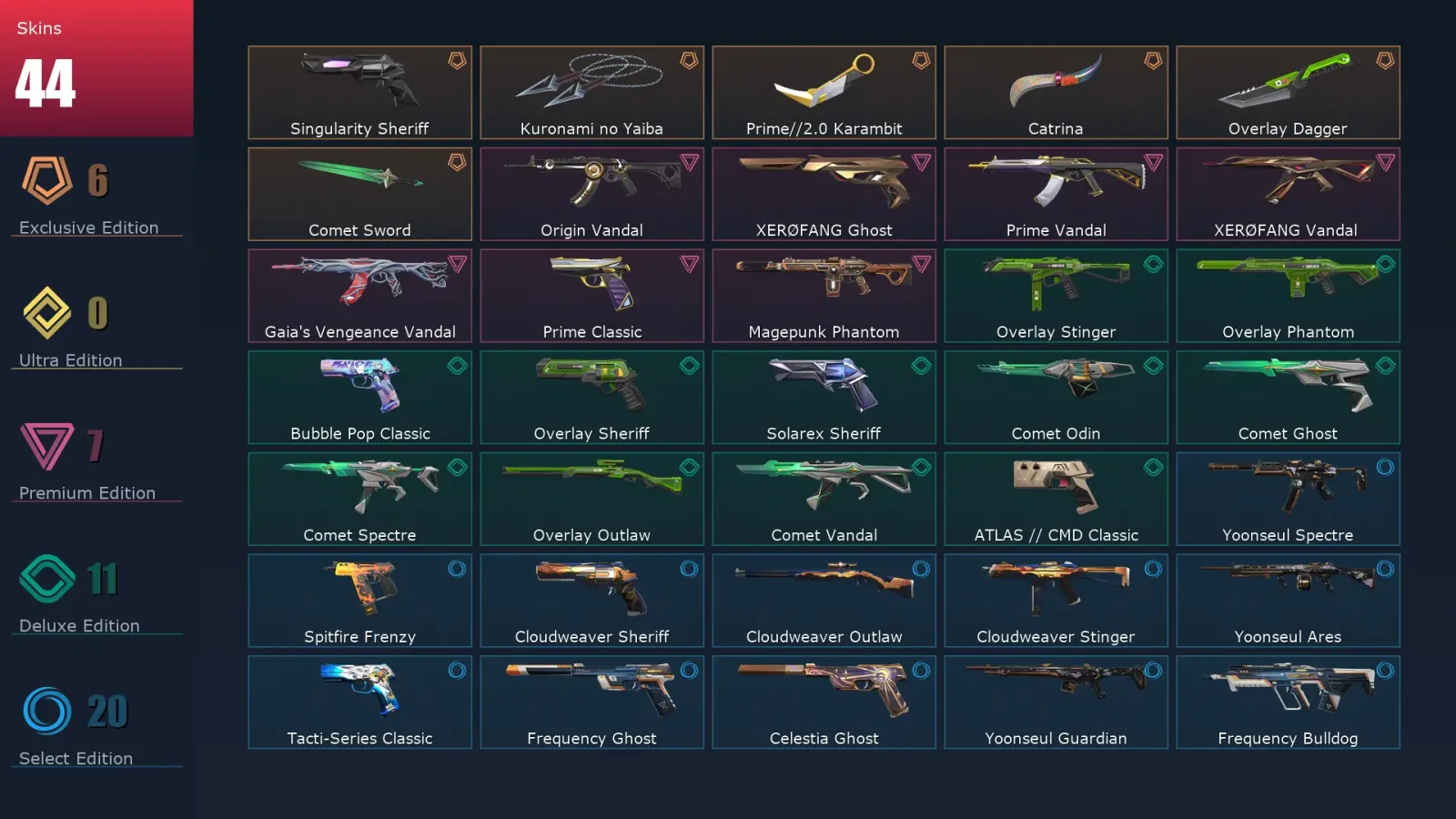 [Valorant] | EU | Level 163 | Platinum 2 | 28 Agents | 44 Skins — Valorant account