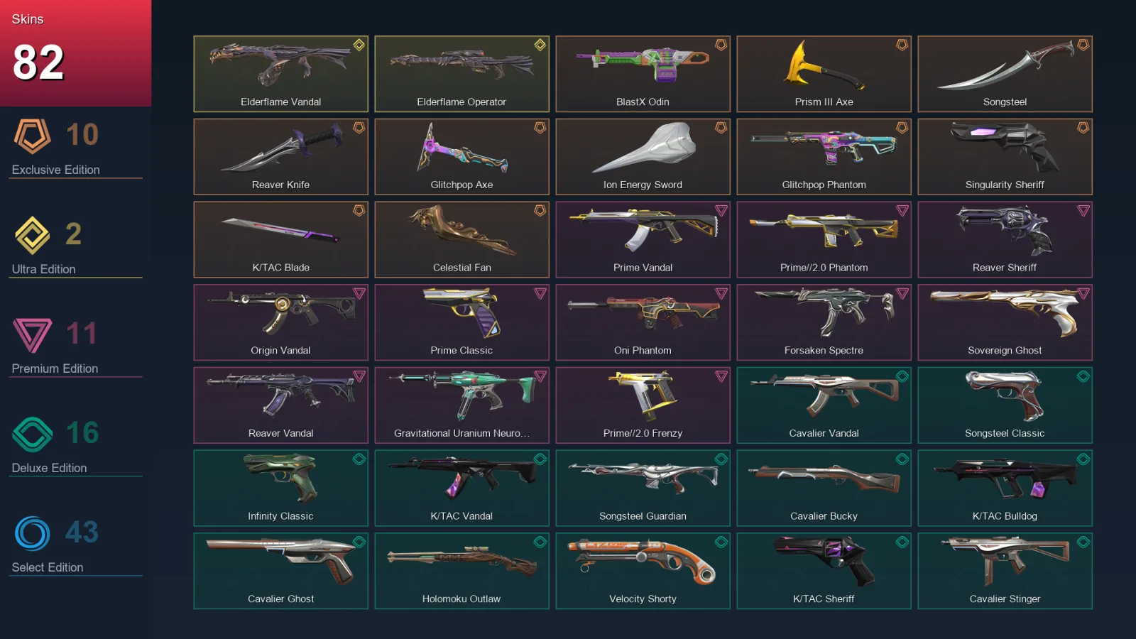 EU | Lv320 | Unranked | 82 Skin | 28 Agent | 115 Buddy