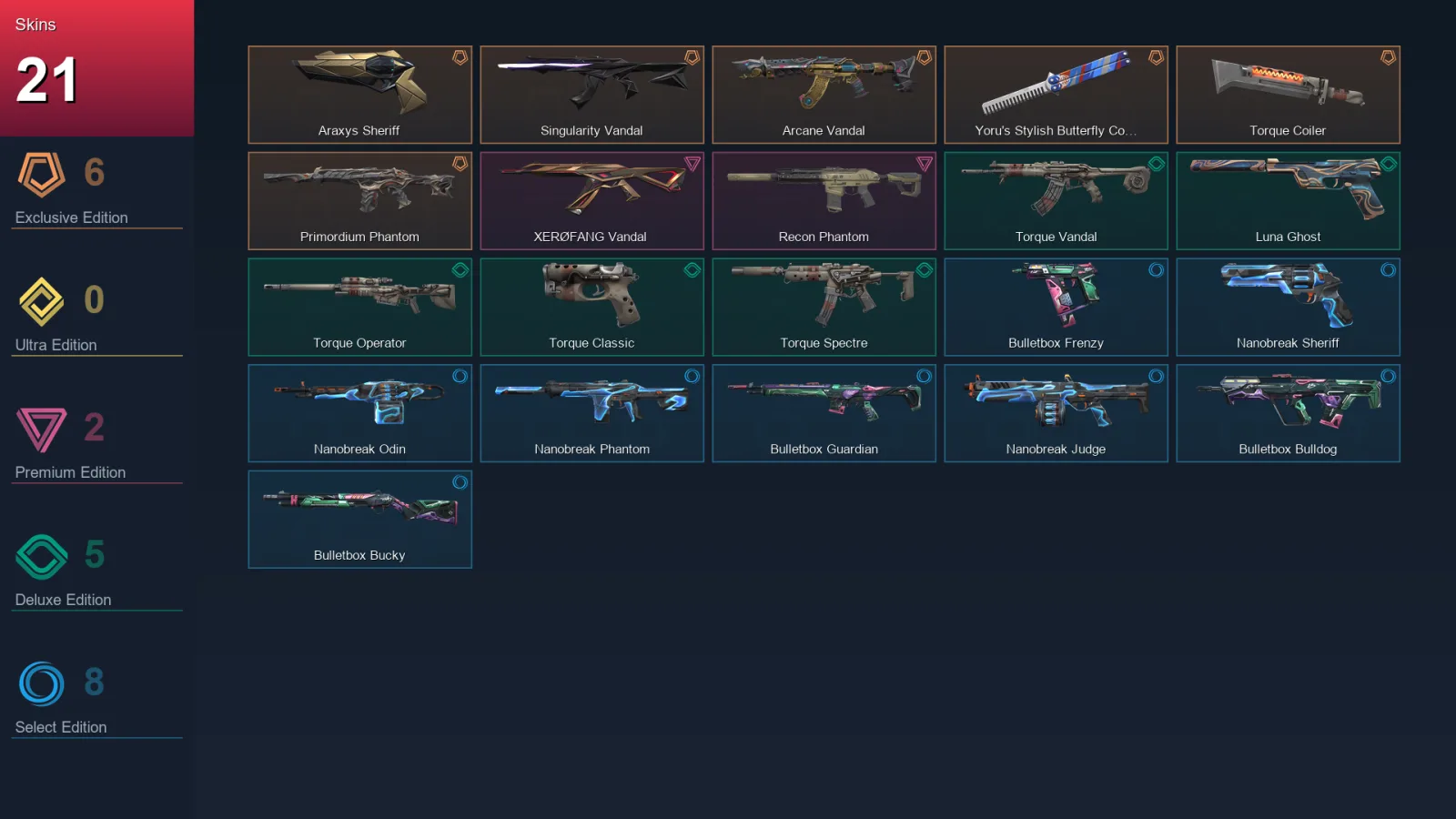 EU | Lv32 | Unranked | 21 Skin | 11 Agent | 15 Buddy — Valorant account