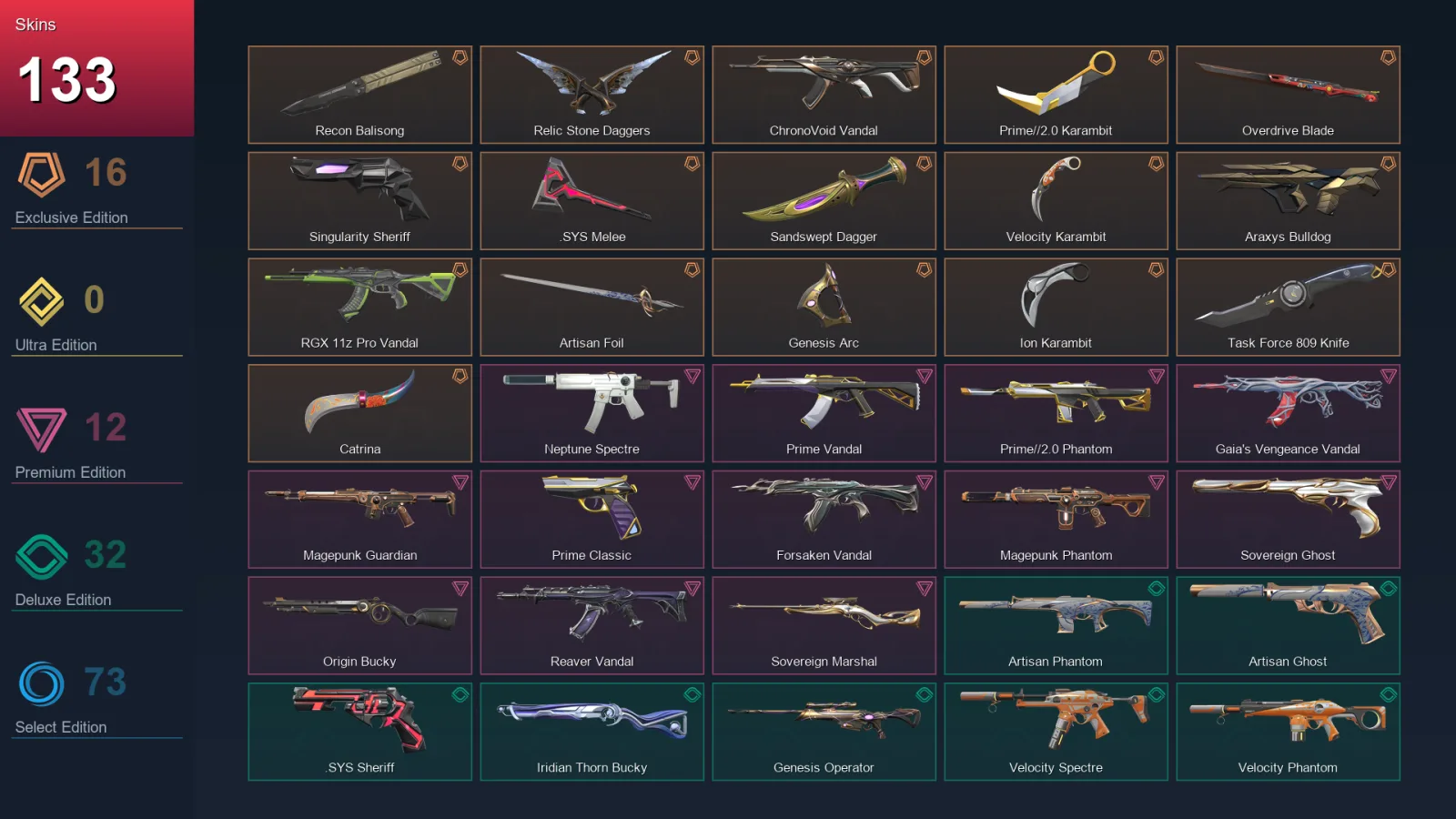 AP | Lv429 | Unranked | 133 Skin | 25 Agent | 151 Buddy