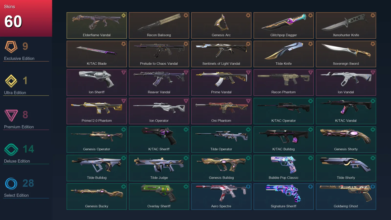 AP | Lv176 | Unranked | 60 Skin | 27 Agent | 103 Buddy — Valorant account