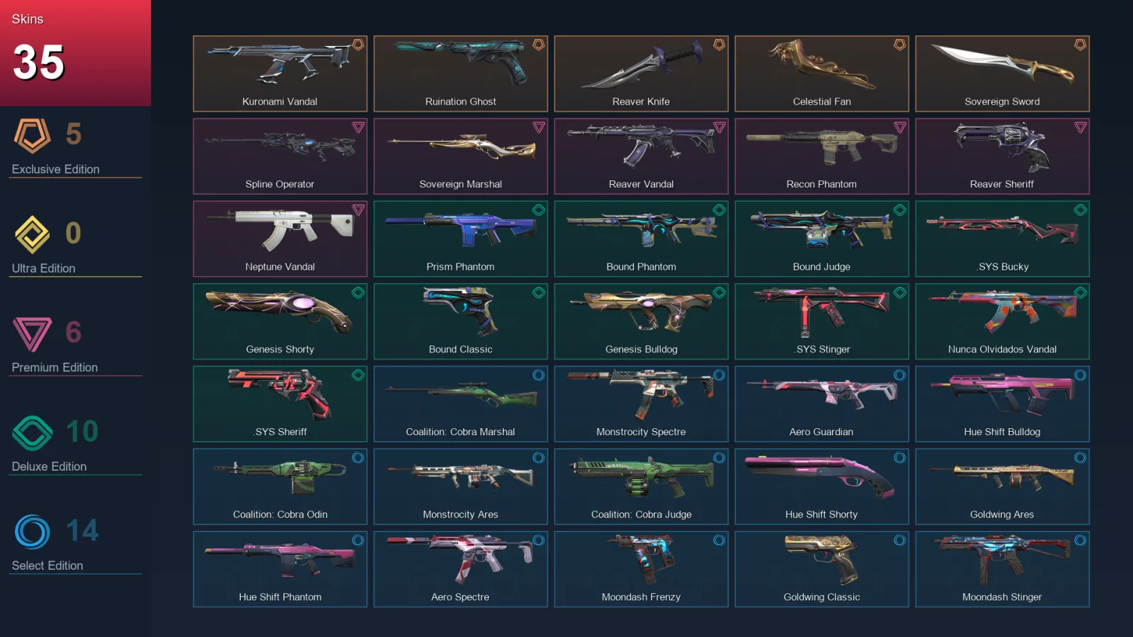 NA | Lv69 | Unranked | 35 Skin | 21 Agent | 57 Buddy
