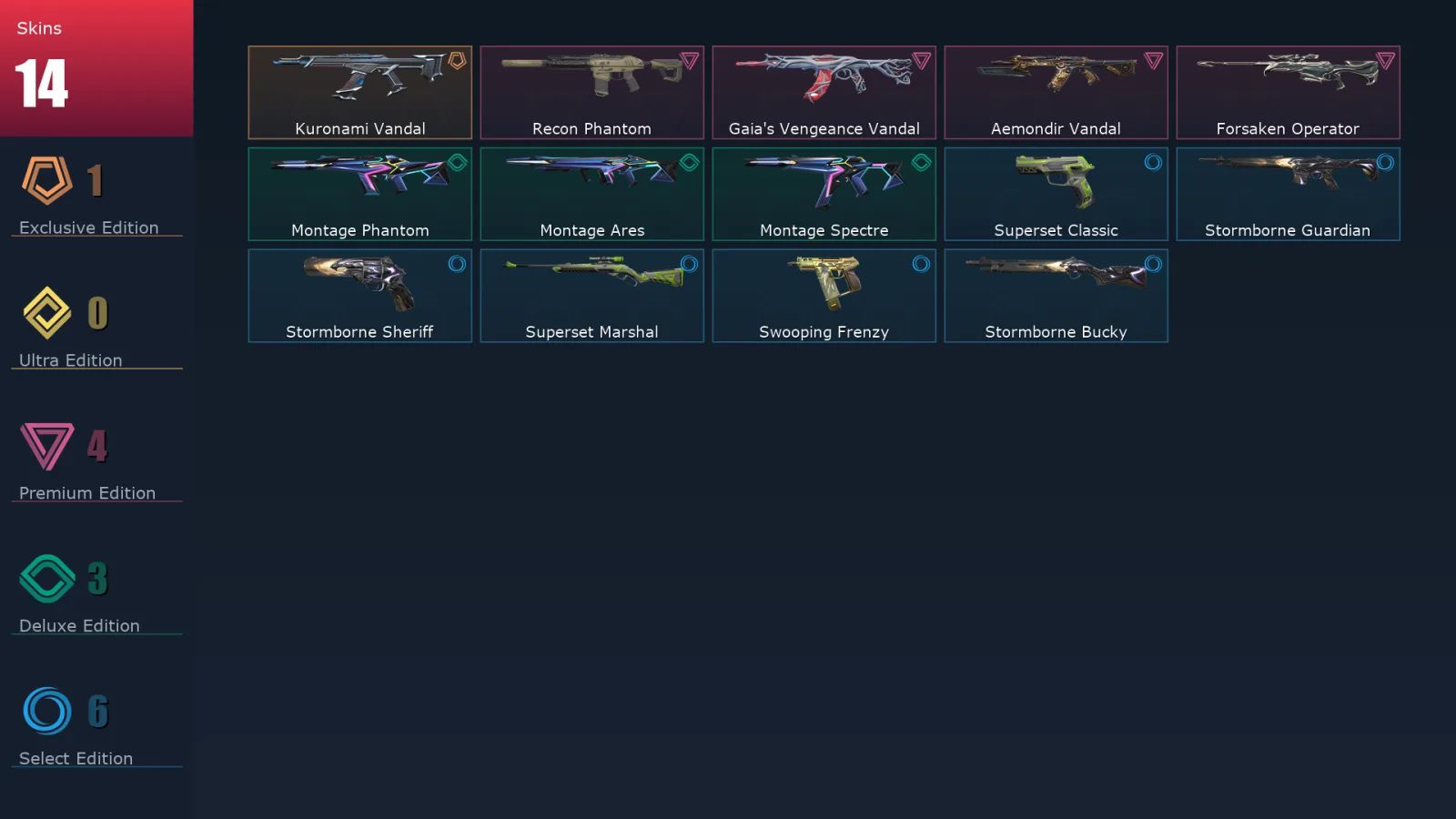 [Valorant] | EU | Level 39 | Ascendant 1 | 12 Agents | 14 Skins
