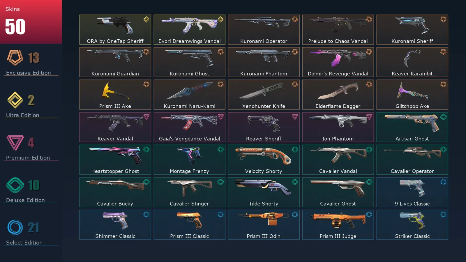 [Valorant] | EU | Level 288 | Platinum 1 | 29 Agents | 50 Skins — Valorant account