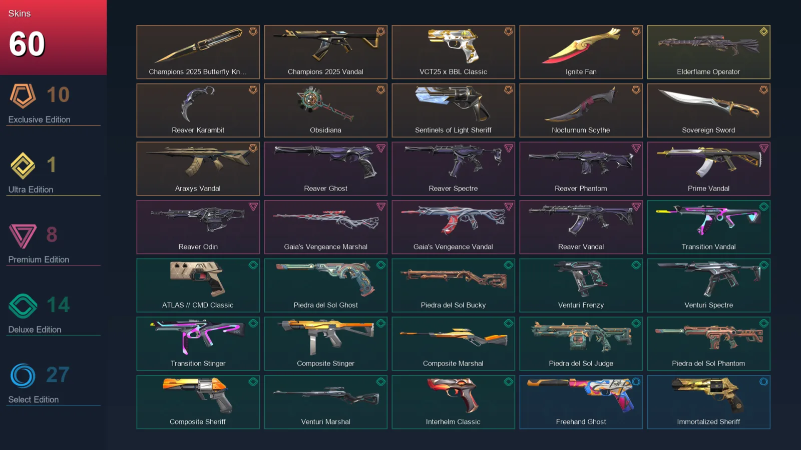 EU | Lv141 | Unranked | 60 Skin | 28 Agent | 75 Buddy — Valorant account