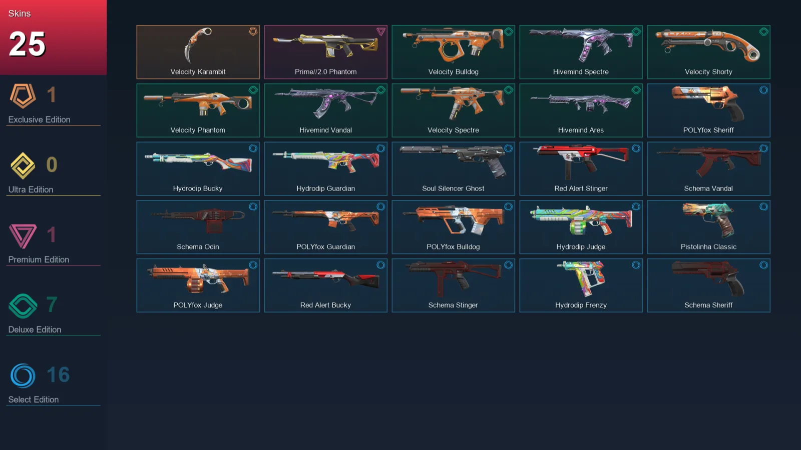 AP | Lv79 | Unranked | 25 Skin | 19 Agent | 56 Buddy &mdash; Valorant account with Classic skin