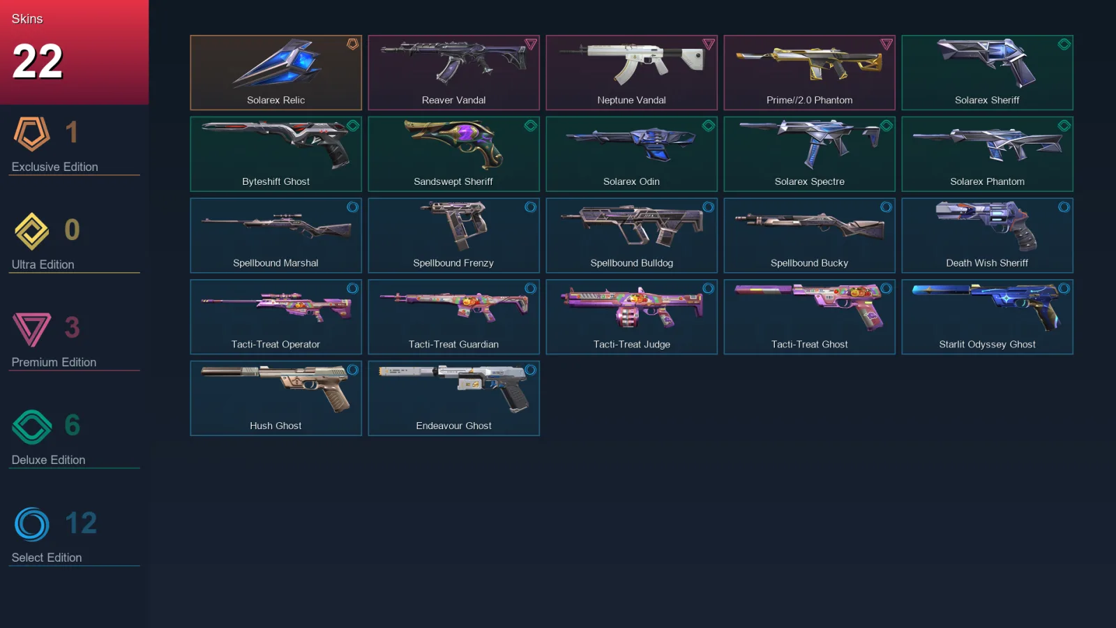AP | Lv142 | Unranked | 22 Skin | 26 Agent | 58 Buddy &mdash; Valorant account with Melee skin