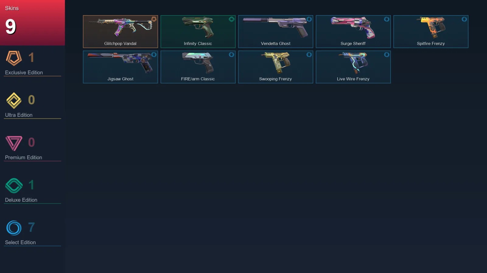 AP | Lv134 | Unranked | 9 Skin | 19 Agent | 53 Buddy &mdash; Valorant account with Classic skin