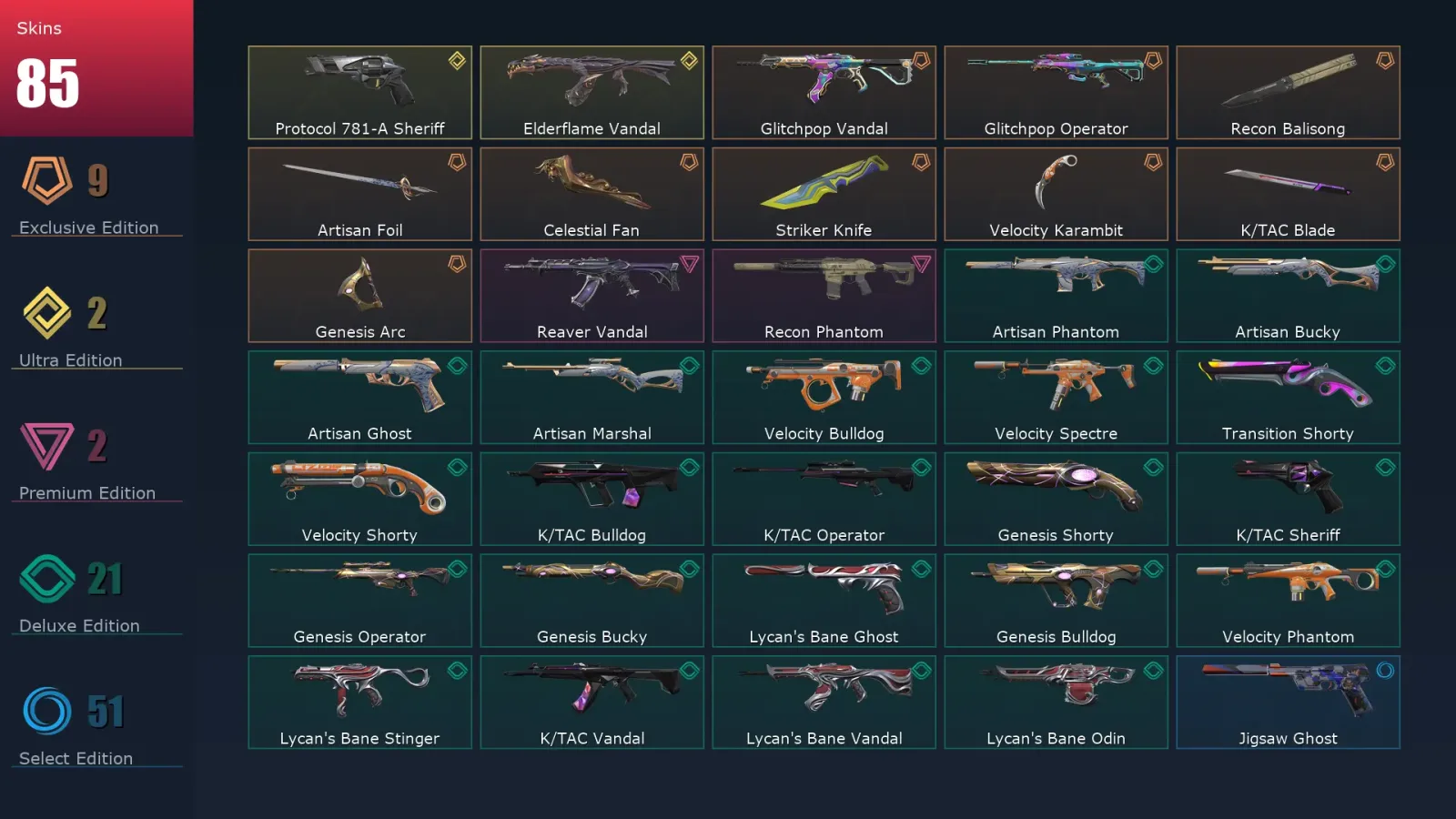 [Valorant] | EU | Level 206 | 27 Agents | 85 Skins — Valorant account
