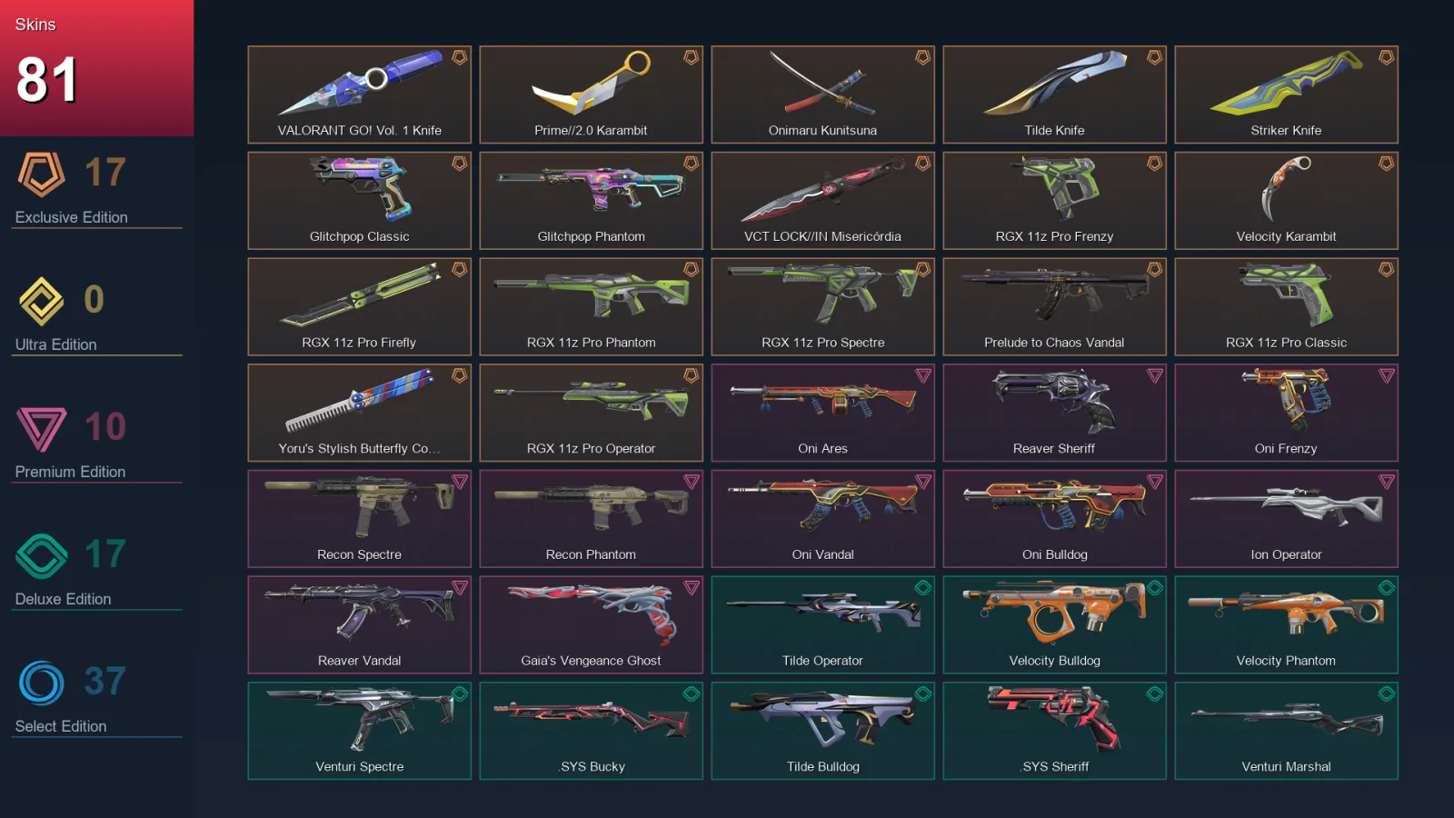 AP | Lv84 | Unranked | 81 Skin | 25 Agent | 67 Buddy