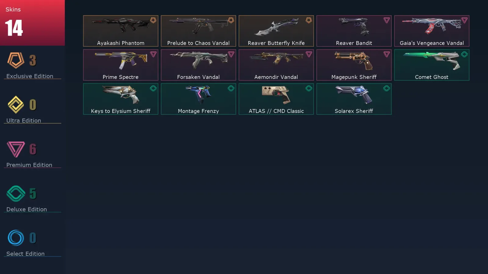 [Valorant] | EU | Level 137 | Diamond 3 | 29 Agents | 14 Skins