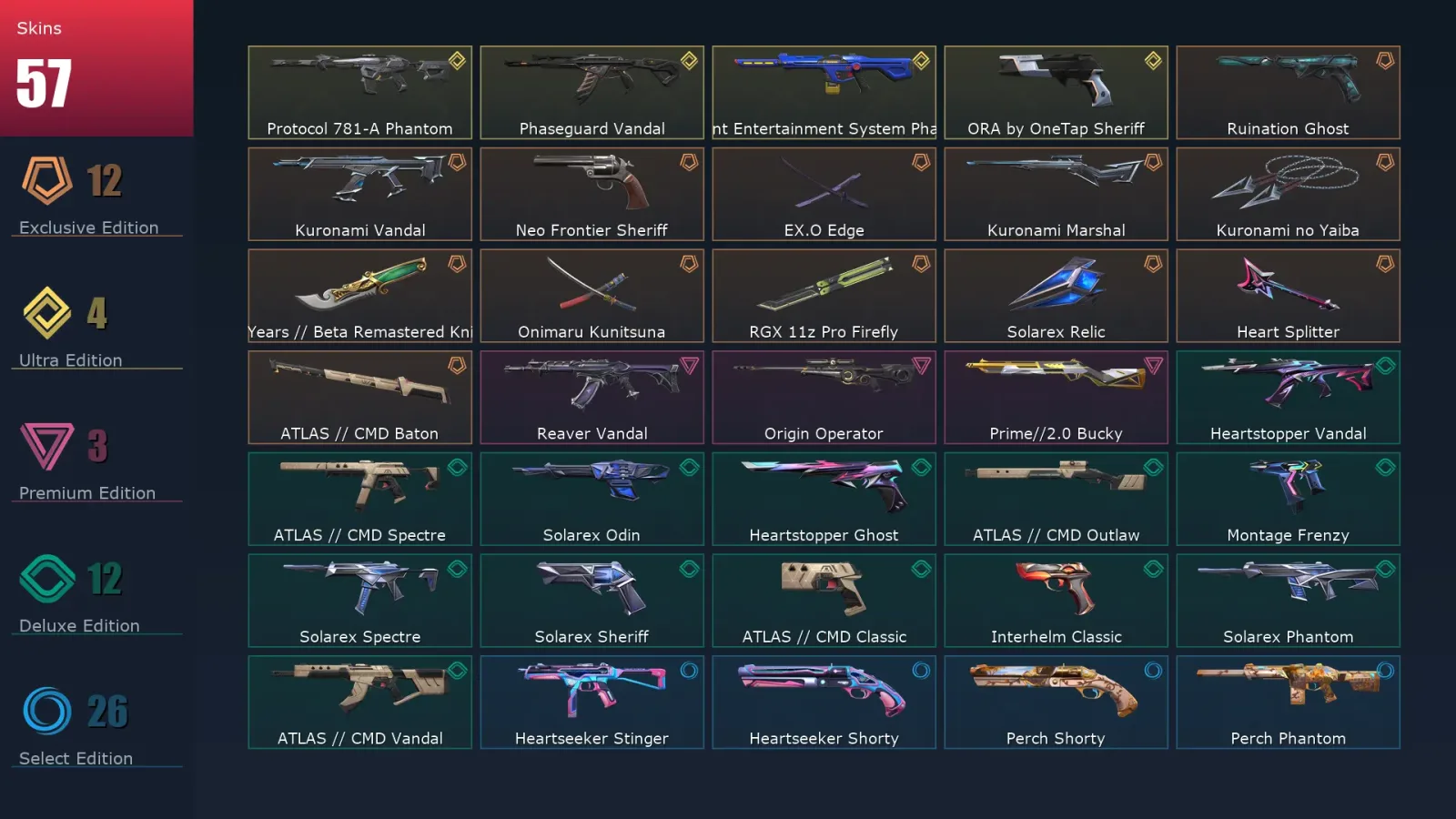 [Valorant] | EU | Level 186 | Ascendant 1 | 27 Agents | 57 Skins — Valorant account