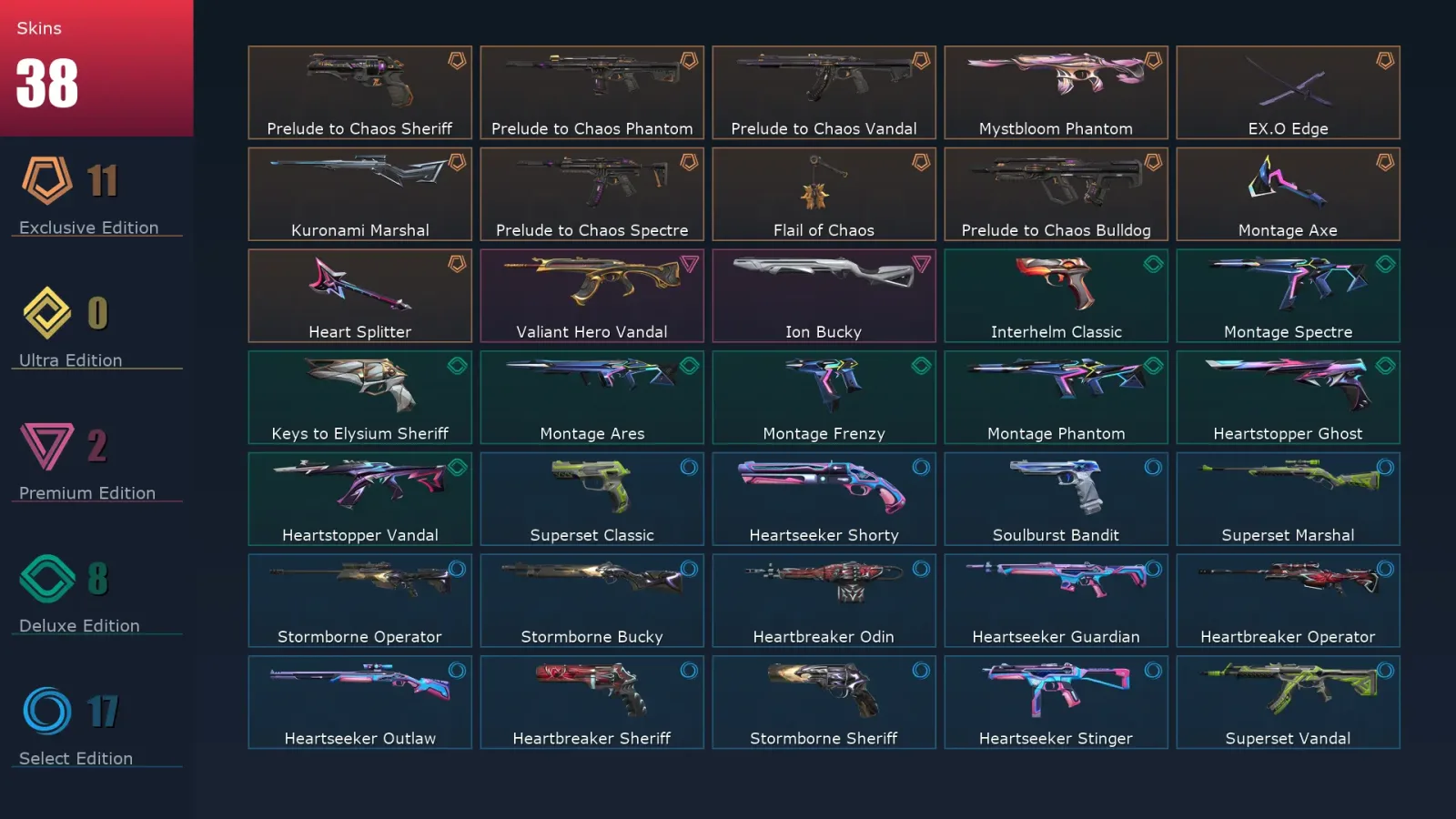 [Valorant] | EU | Level 1 | Immortal 1 | 29 Agents | 38 Skins — Valorant account