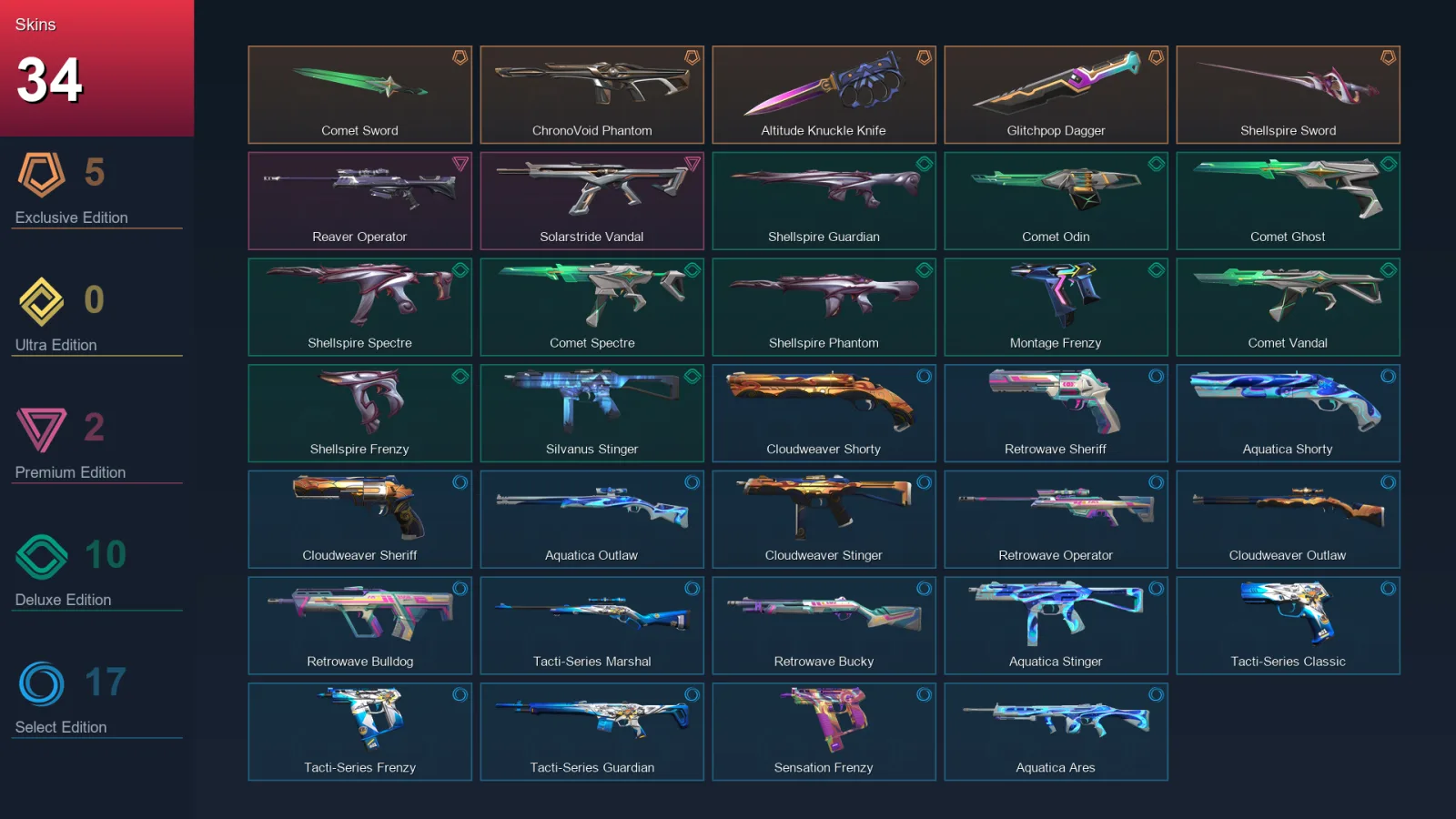 EU | Lv131 | Unranked | 34 Skin | 29 Agent | 38 Buddy