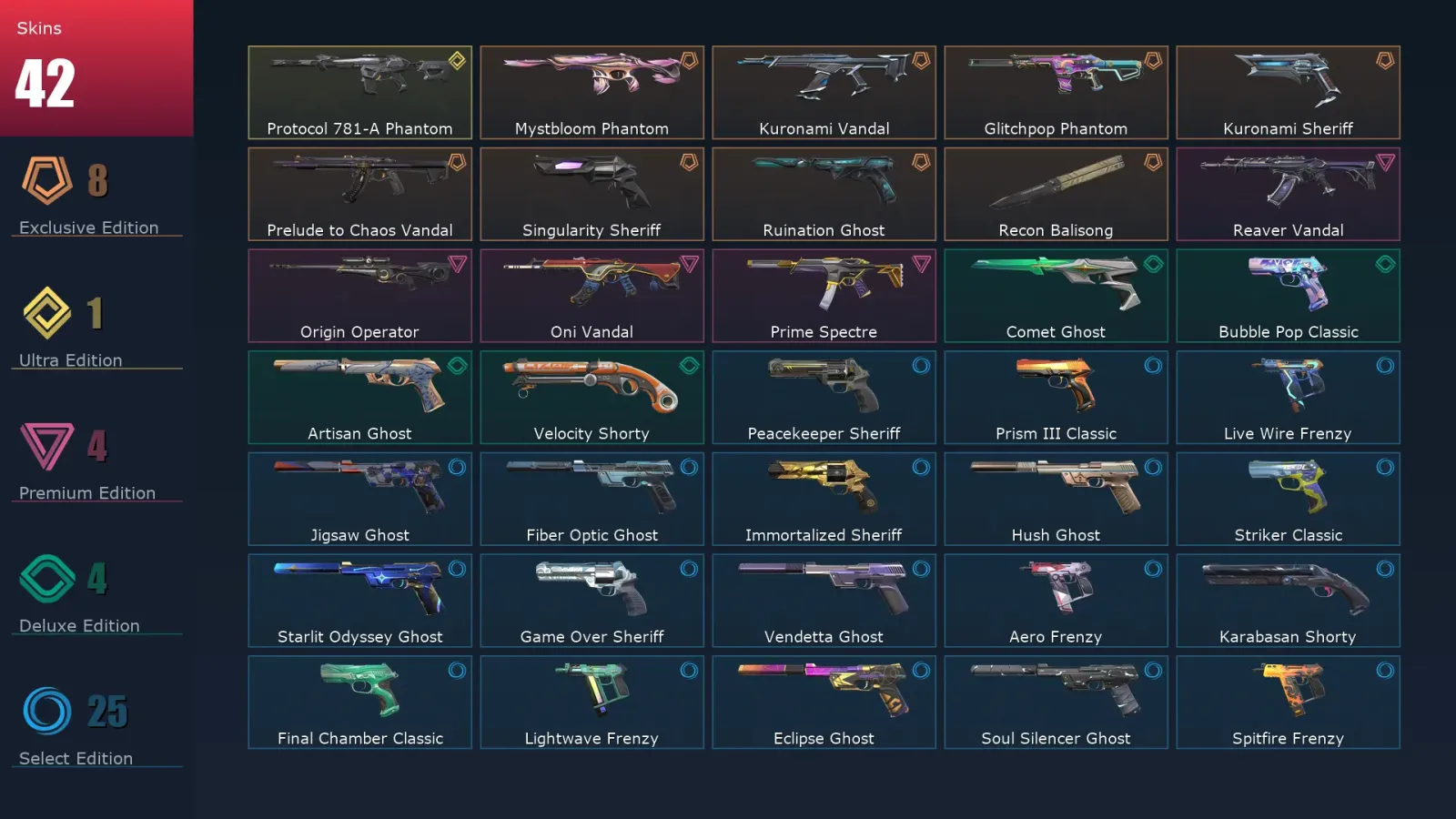 [Valorant] | EU | Level 417 | 28 Agents | 42 Skins — Valorant account
