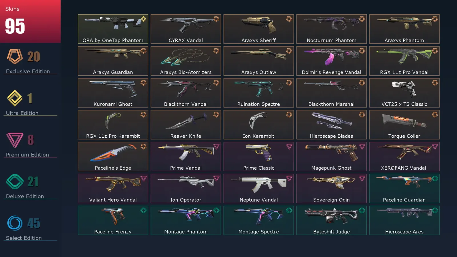 [Valorant] | EU | Level 105 | Platinum 2 | 29 Agents | 95 Skins — Valorant account