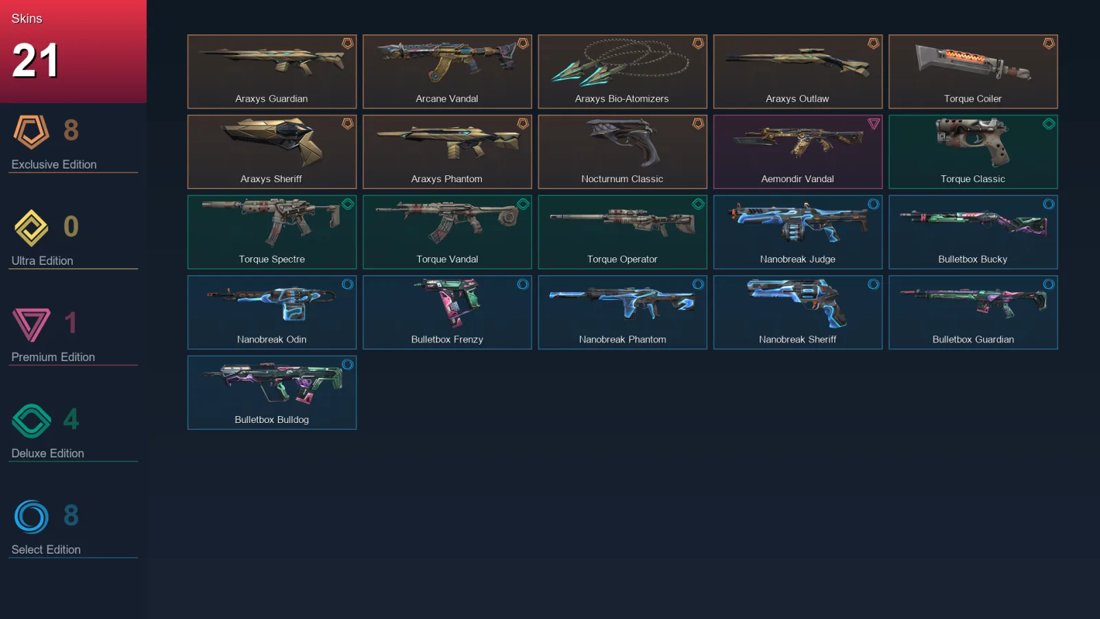 AP | Lv35 | Unranked | 21 Skin | 12 Agent | 15 Buddy