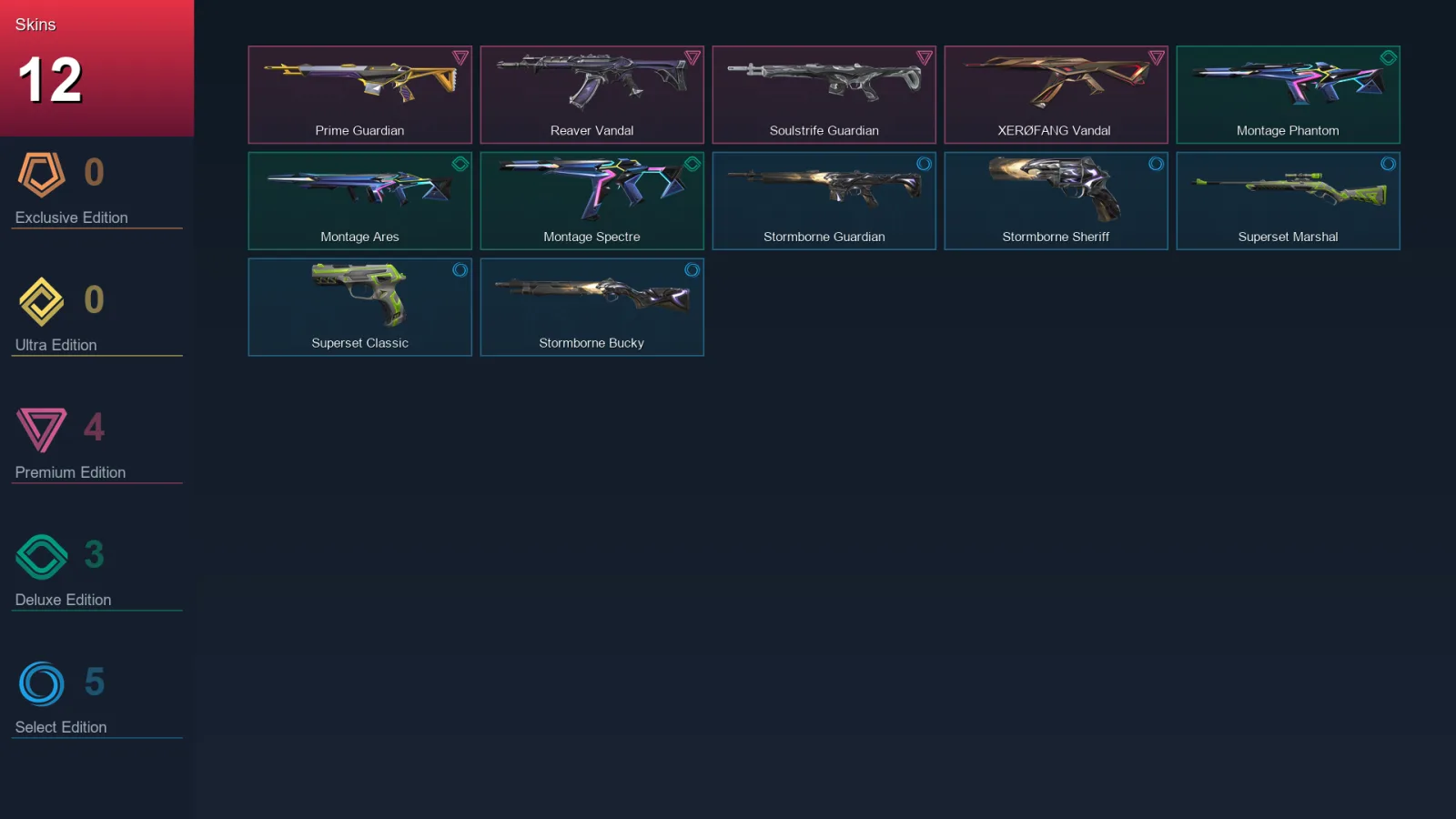 EU | Lv32 | Unranked | 12 Skin | 11 Agent | 11 Buddy — Montage Spectre