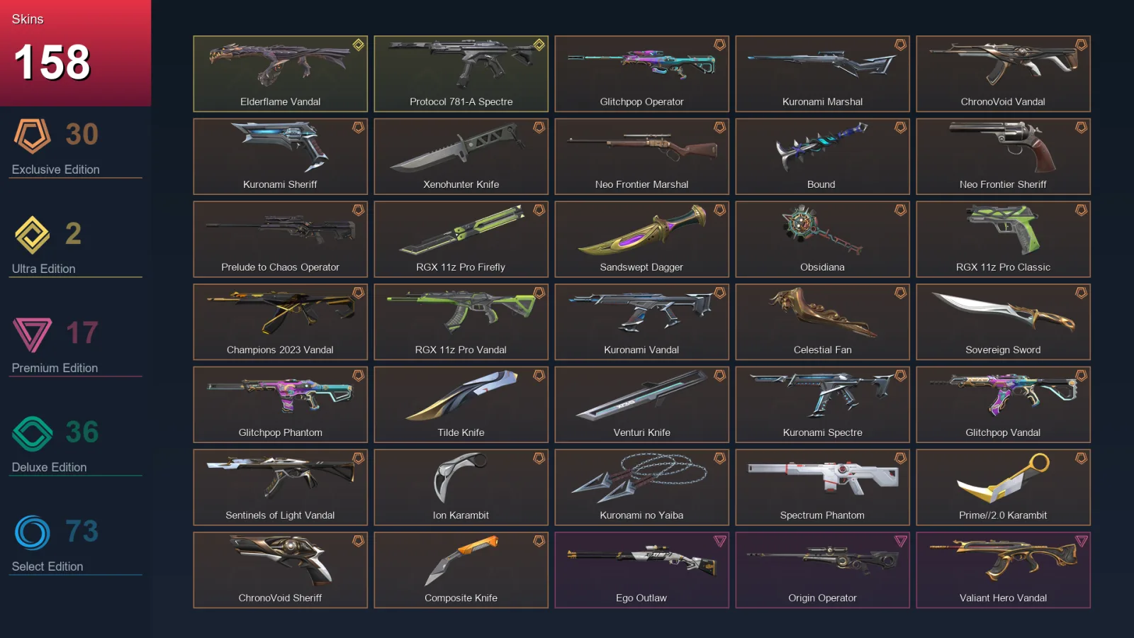 EU | Lv152 | Unranked | 158 Skin | 25 Agent | 110 Buddy