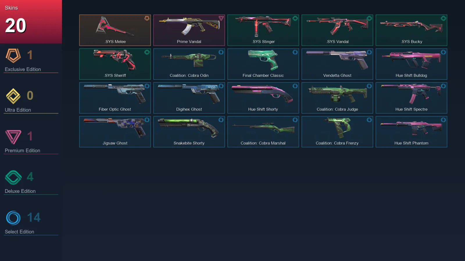 EU | Lv175 | Unranked | 20 Skin | 26 Agent | 79 Buddy
