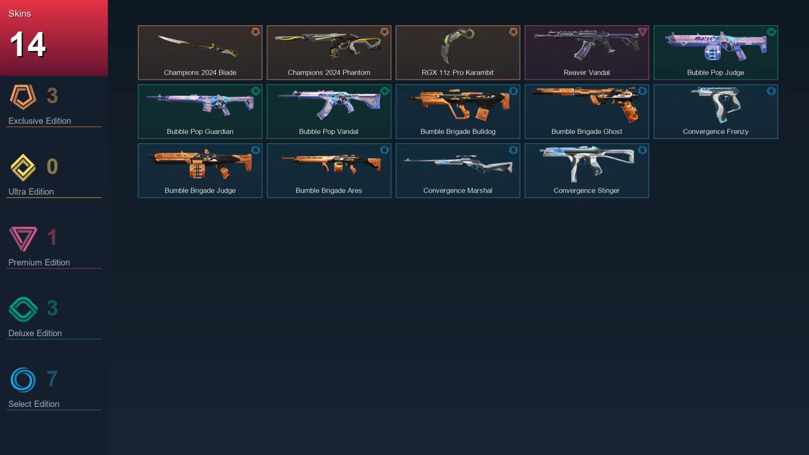 NA | Lv23 | Unranked | 14 Skin | 9 Agent | 15 Buddy