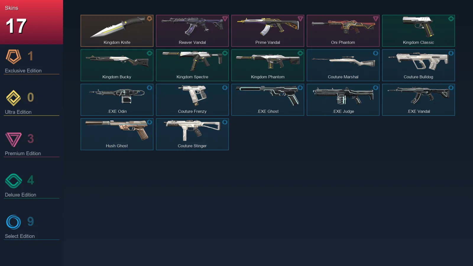 NA | Lv105 | Unranked | 17 Skin | 15 Agent | 26 Buddy