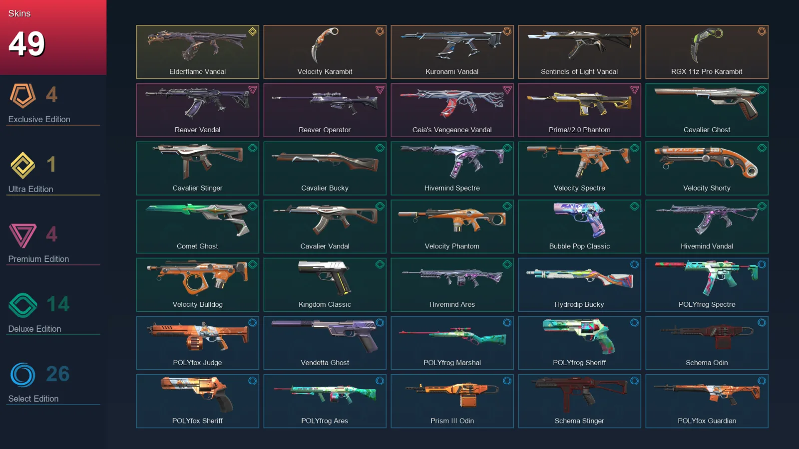 EU | Lv179 | Unranked | 49 Skin | 27 Agent | 93 Buddy
